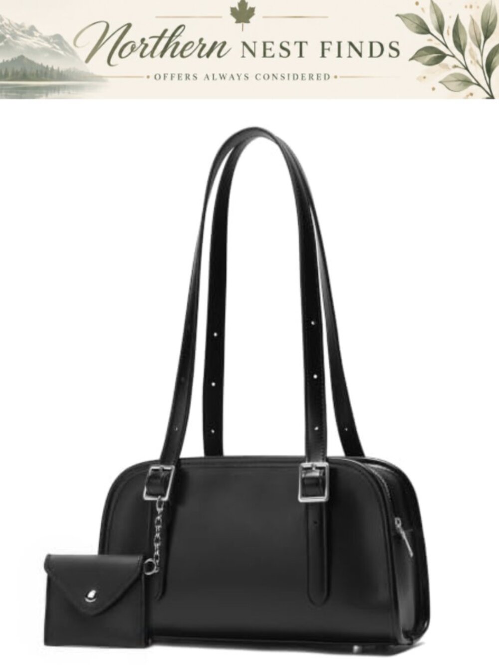 Vintage PU Leather Swing Zip Shoulder Bag, Adjustable Strap